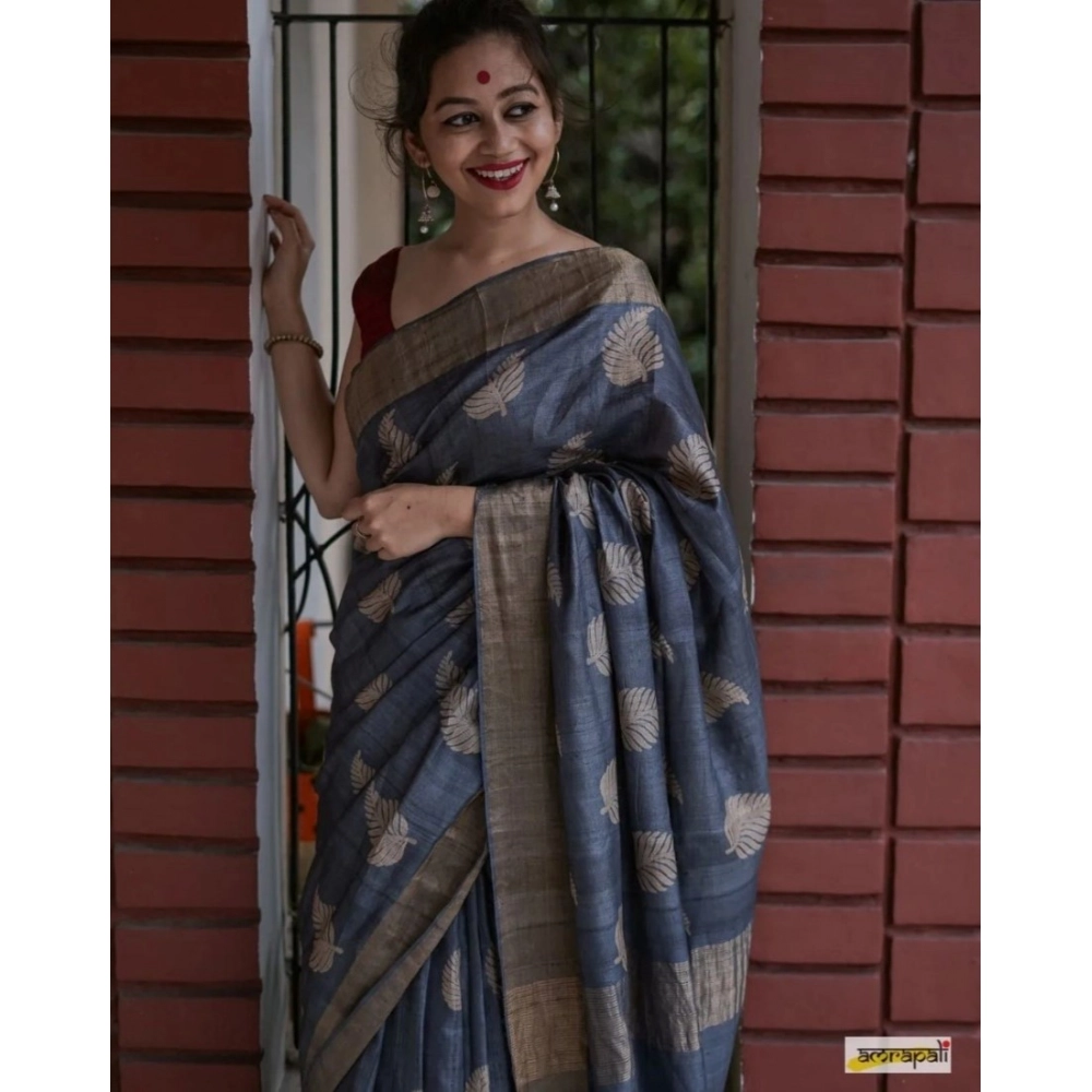 Generic Women's Silk Printed Saree With Unstitched Blouse 5.5Mtr (Grey) Generic Women's Silk Printed Saree With Unstitched Blouse 5.5Mtr (Grey)