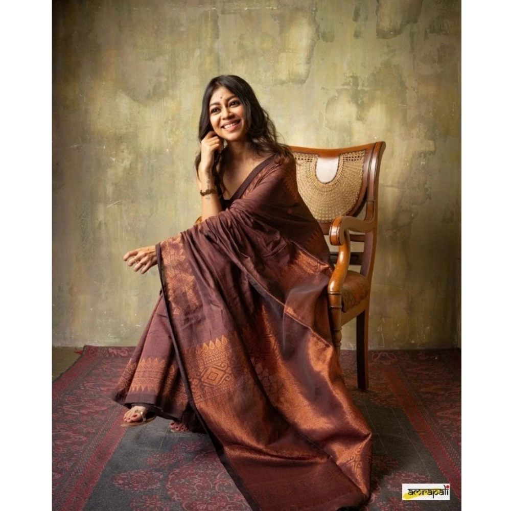 Generic Women's Silk Printed Saree With Unstitched Blouse 5.5Mtr (Coffee) Generic Women's Silk Printed Saree With Unstitched Blouse 5.5Mtr (Coffee)