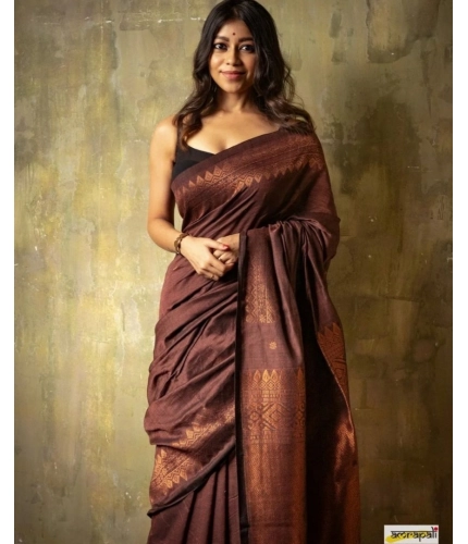 Generic Women's Silk Printed Saree With Unstitched Blouse 5.5Mtr (Coffee) Generic Women's Silk Printed Saree With Unstitched Blouse 5.5Mtr (Coffee)
