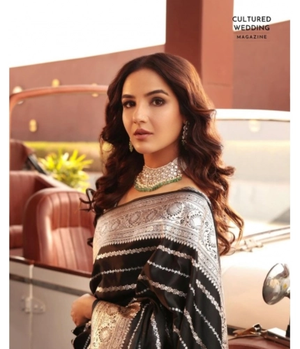 Generic Women's Silk Printed Saree With Unstitched Blouse 5.5Mtr (Black)