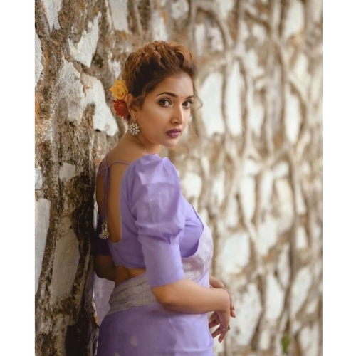 Women's Cotton Printed Saree With Unstitched Blouse 5.5Mtr (Lavender) Women's Cotton Printed Saree With Unstitched Blouse 5.5Mtr (Lavender)