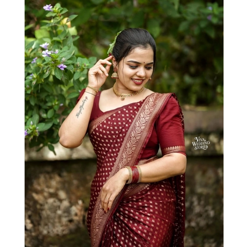 Generic Women's Silk Printed Saree With Unstitched Blouse 5.5Mtr (Maroon) Generic Women's Silk Printed Saree With Unstitched Blouse 5.5Mtr (Maroon)