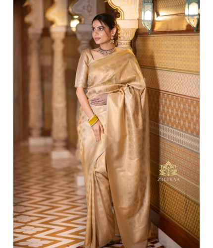 Generic Women's Silk Printed Saree With Unstitched Blouse 5.5Mtr (Cream) Generic Women's Silk Printed Saree With Unstitched Blouse 5.5Mtr (Cream)