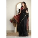 Generic Women's Cotton  Printed Saree With Unstitched Blouse 5.5Mtr (Black)