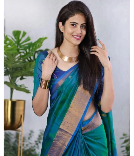 Generic Women's Silk Printed Saree With Unstitched Blouse 5.5Mtr (Blue) Generic Women's Silk Printed Saree With Unstitched Blouse 5.5Mtr (Blue)