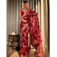 Generic Women's Silk Printed Saree With Unstitched Blouse 5.5Mtr (Red)
