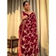 Generic Women's Silk Printed Saree With Unstitched Blouse 5.5Mtr (Maroon)