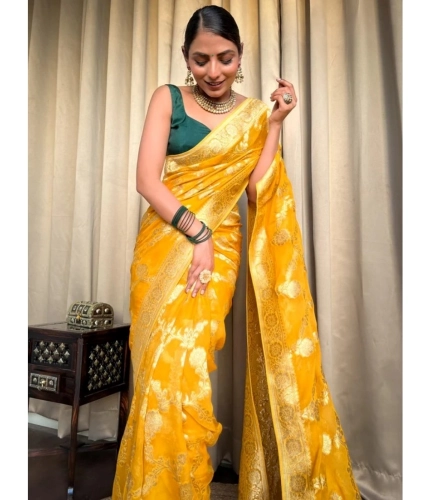 Generic Women's Silk Printed Saree With Unstitched Blouse 5.5Mtr (Gold Yellow) Generic Women's Silk Printed Saree With Unstitched Blouse 5.5Mtr (Gold Yellow)