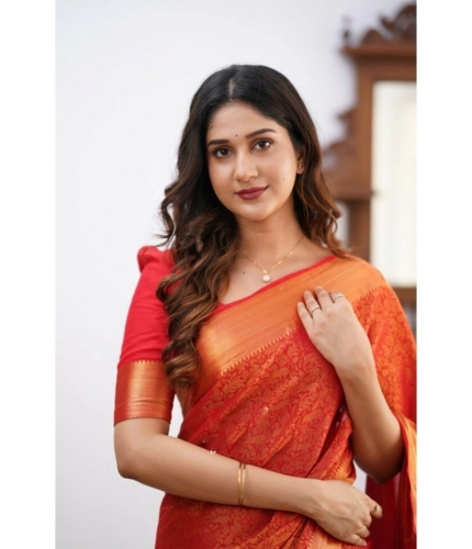 Generic Women's Silk Printed Saree With Unstitched Blouse 5.5Mtr (Orange) Generic Women's Silk Printed Saree With Unstitched Blouse 5.5Mtr (Orange)