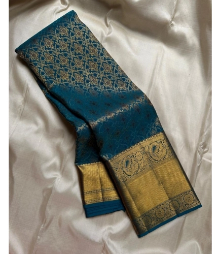 Generic Women's Silk Printed Saree With Unstitched Blouse 5.5Mtr (Rama)