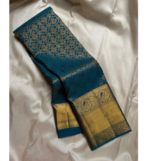 Generic Women's Silk Printed Saree With Unstitched Blouse 5.5Mtr (Rama)