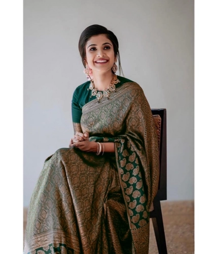 Generic Women's Silk Printed Saree With Unstitched Blouse 5.5Mtr (Green) Generic Women's Silk Printed Saree With Unstitched Blouse 5.5Mtr (Green)