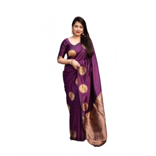 Women's Silk Printed Saree With Unstitched Blouse 5.5Mtr (Wine) Women's Silk Printed Saree With Unstitched Blouse 5.5Mtr (Wine)