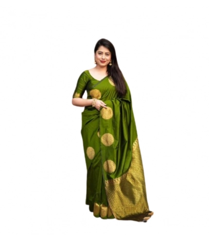 Generic Women's Silk Printed Saree With Unstitched Blouse 5.5Mtr (Green) Generic Women's Silk Printed Saree With Unstitched Blouse 5.5Mtr (Green)
