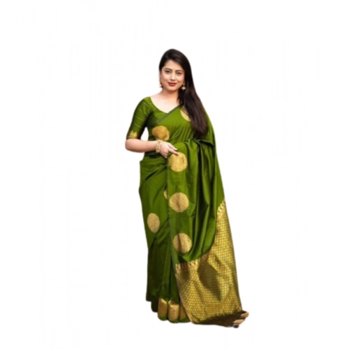 Women's Silk Printed Saree With Unstitched Blouse 5.5Mtr (Green) Women's Silk Printed Saree With Unstitched Blouse 5.5Mtr (Green)