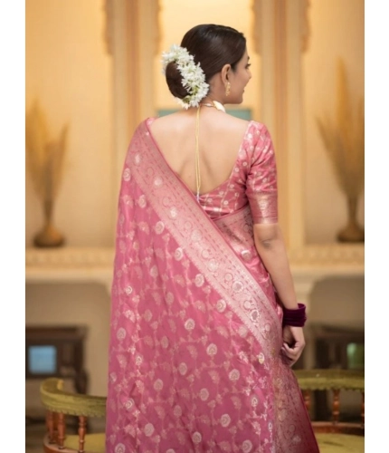 Generic Women's Silk Printed Saree With Unstitched Blouse 5.5Mtr (Peach) Generic Women's Silk Printed Saree With Unstitched Blouse 5.5Mtr (Peach)