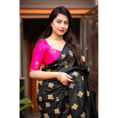Women's Silk Printed Saree With Unstitched Blouse 5.5Mtr (Pink) Women's Silk Printed Saree With Unstitched Blouse 5.5Mtr (Pink)