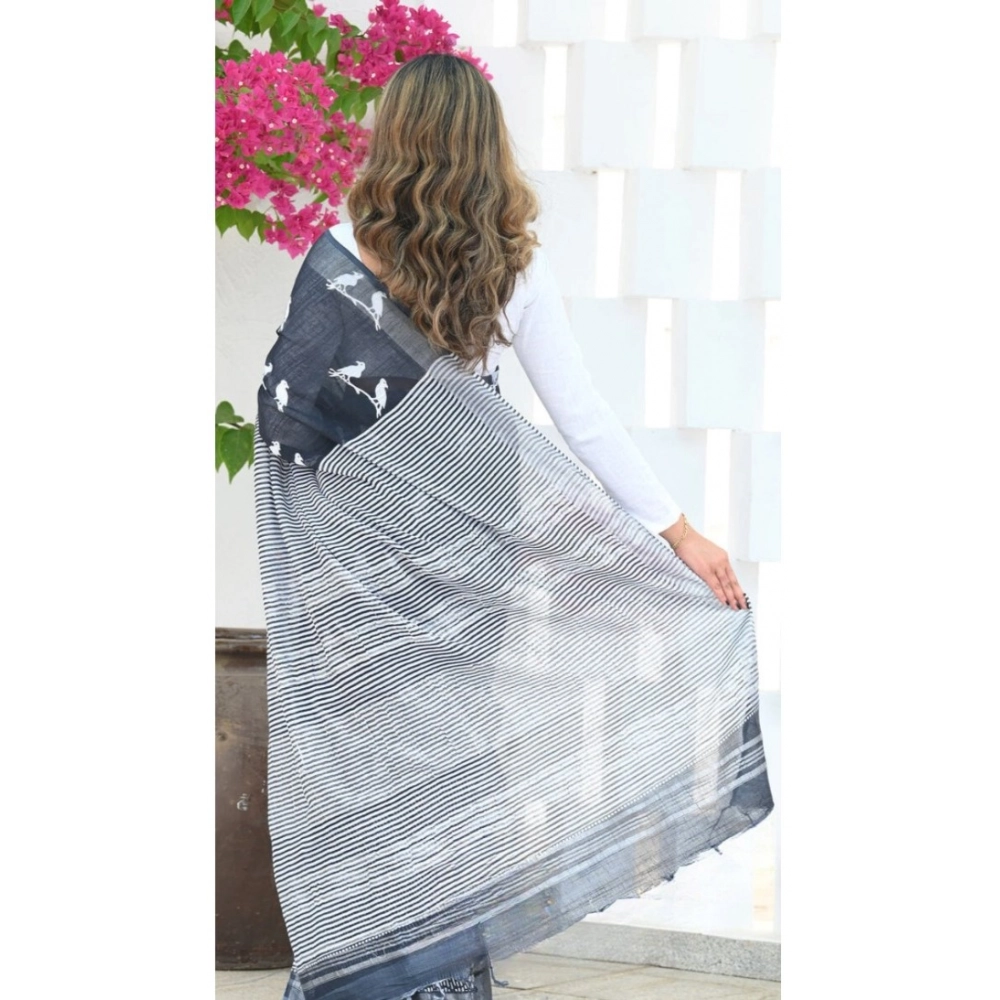 Generic Women's Silk Printed Saree With Unstitched Blouse 5.5Mtr (Black) Generic Women's Silk Printed Saree With Unstitched Blouse 5.5Mtr (Black)