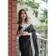 Generic Women's Cotton  Printed Saree With Unstitched Blouse 5.5Mtr (Black)