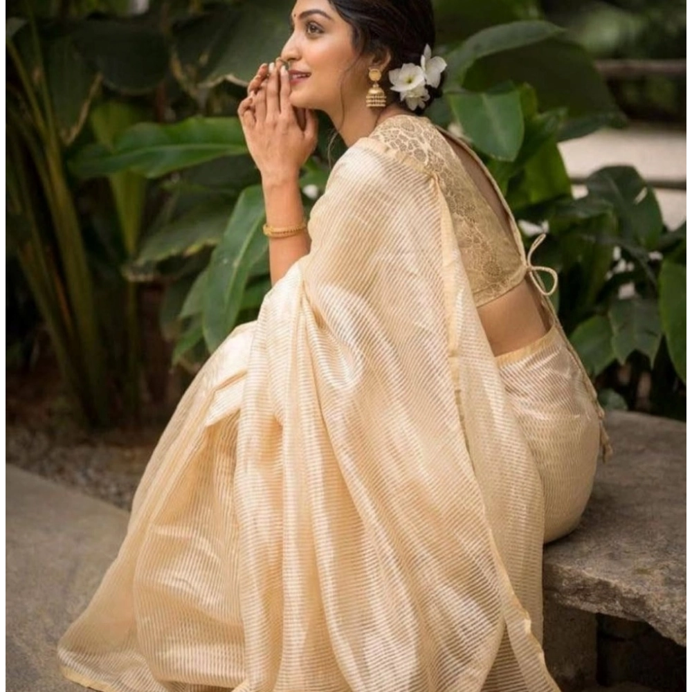 Generic Women's Silk Printed Saree With Unstitched Blouse 5.5Mtr (Off White) Generic Women's Silk Printed Saree With Unstitched Blouse 5.5Mtr (Off White)
