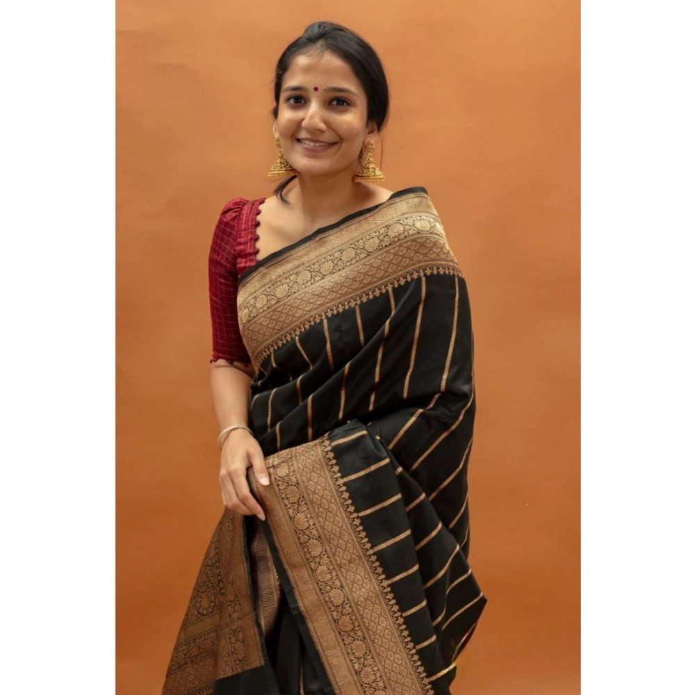Generic Women's Silk Printed Saree With Unstitched Blouse 5.5Mtr (Black) Generic Women's Silk Printed Saree With Unstitched Blouse 5.5Mtr (Black)