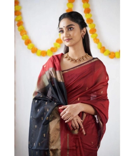 Generic Women's Cotton Printed Saree With Unstitched Blouse 5.5Mtr (Red) Generic Women's Cotton Printed Saree With Unstitched Blouse 5.5Mtr (Red)