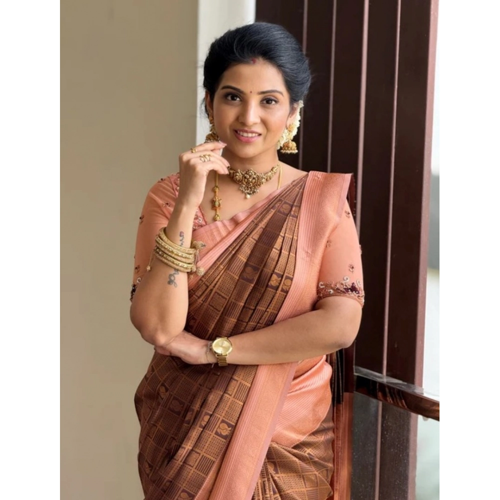 Generic Women's Silk Printed Saree With Unstitched Blouse 5.5Mtr (Brown) Generic Women's Silk Printed Saree With Unstitched Blouse 5.5Mtr (Brown)