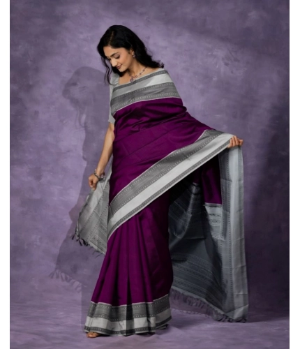 Generic Women's Silk Printed Saree With Unstitched Blouse 5.5Mtr (Purple) Generic Women's Silk Printed Saree With Unstitched Blouse 5.5Mtr (Purple)