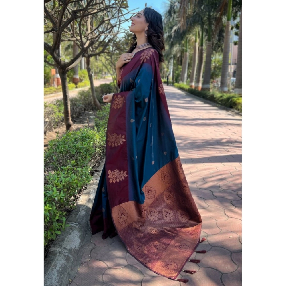 Generic Women's Silk Printed Saree With Unstitched Blouse 5.5Mtr (Blue) Generic Women's Silk Printed Saree With Unstitched Blouse 5.5Mtr (Blue)