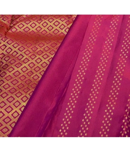 Generic Women's Silk Printed Saree With Unstitched Blouse 5.5Mtr (Rani Pink)
