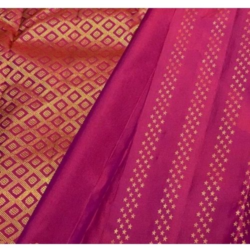 Women's Silk Printed Saree With Unstitched Blouse 5.5Mtr (Rani Pink)