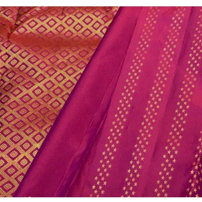 Women's Silk Printed Saree With Unstitched Blouse 5.5Mtr (Rani Pink) Women's Silk Printed Saree With Unstitched Blouse 5.5Mtr (Rani Pink)