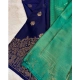 Generic Women's Silk Printed Saree With Unstitched Blouse 5.5Mtr (Royal Blue)
