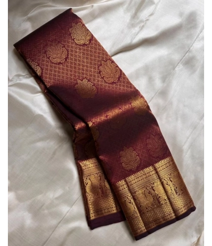 Generic Women's Silk Printed Saree With Unstitched Blouse 5.5Mtr (Maroon)