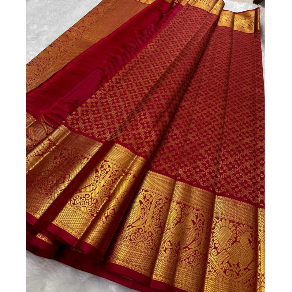 Generic Women's Silk Printed Saree With Unstitched Blouse 5.5Mtr (Maroon) Generic Women's Silk Printed Saree With Unstitched Blouse 5.5Mtr (Maroon)