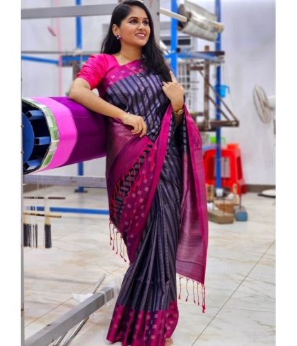 Generic Women's Silk Printed Saree With Unstitched Blouse 5.5Mtr (Navy Blue) Generic Women's Silk Printed Saree With Unstitched Blouse 5.5Mtr (Navy Blue)