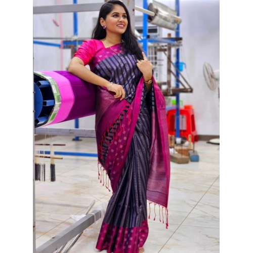 Women's Silk Printed Saree With Unstitched Blouse 5.5Mtr (Navy Blue) Women's Silk Printed Saree With Unstitched Blouse 5.5Mtr (Navy Blue)