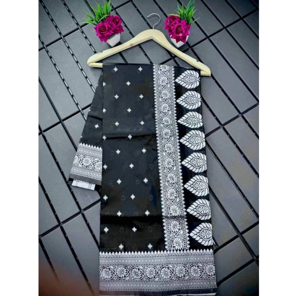 Generic Women's Silk Printed Saree With Unstitched Blouse 5.5Mtr (Black) Generic Women's Silk Printed Saree With Unstitched Blouse 5.5Mtr (Black)