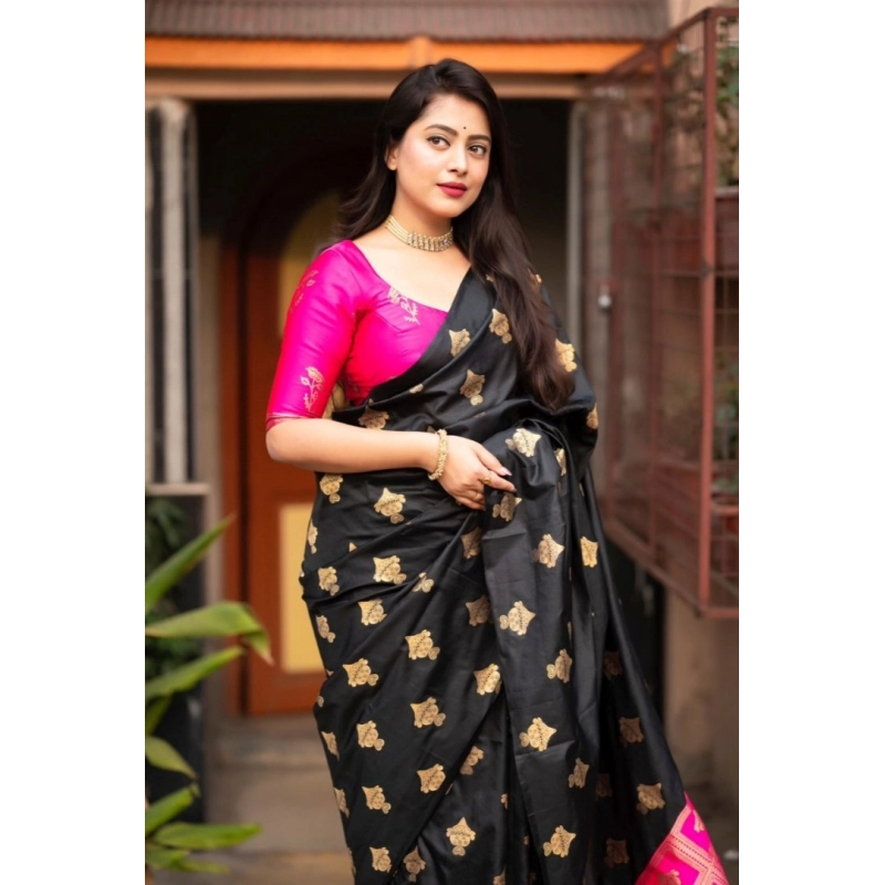 Women's Silk Printed Saree With Unstitched Blouse 5.5Mtr (Pink) Women's Silk Printed Saree With Unstitched Blouse 5.5Mtr (Pink)