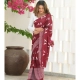 Generic Women's Silk Printed Saree With Unstitched Blouse 5.5Mtr (Maroon)