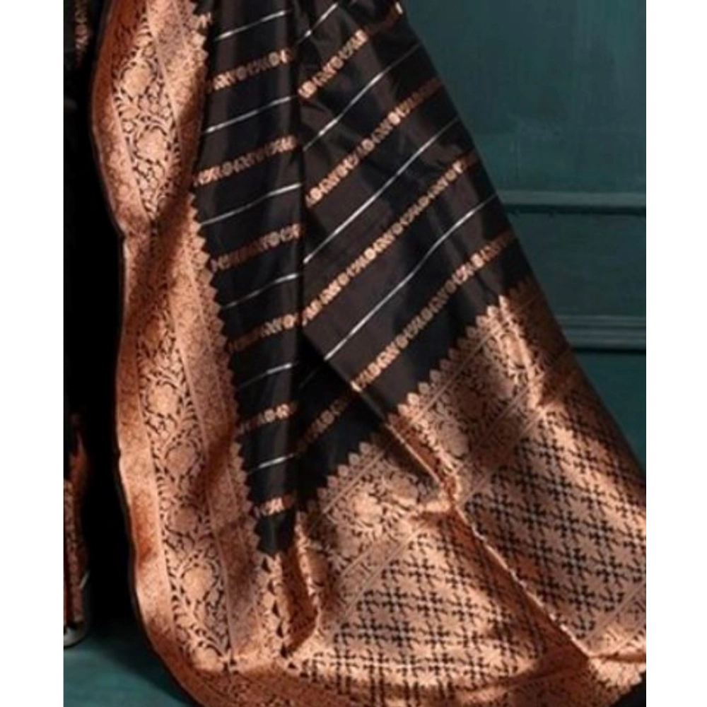 Generic Women's Silk Printed Saree With Unstitched Blouse 5.5Mtr (Black) Generic Women's Silk Printed Saree With Unstitched Blouse 5.5Mtr (Black)