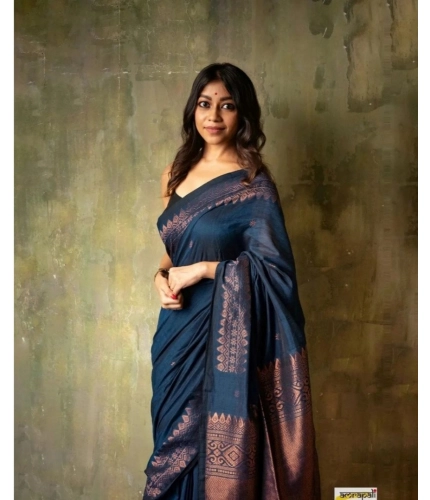 Generic Women's Silk Printed Saree With Unstitched Blouse 5.5Mtr (Navy Blue) Generic Women's Silk Printed Saree With Unstitched Blouse 5.5Mtr (Navy Blue)