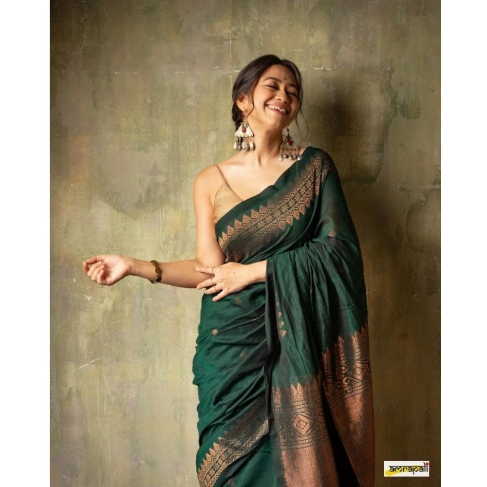 Generic Women's Silk Printed Saree With Unstitched Blouse 5.5Mtr (Green) Generic Women's Silk Printed Saree With Unstitched Blouse 5.5Mtr (Green)