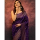 Generic Women's Silk Printed Saree With Unstitched Blouse 5.5Mtr (Purple)