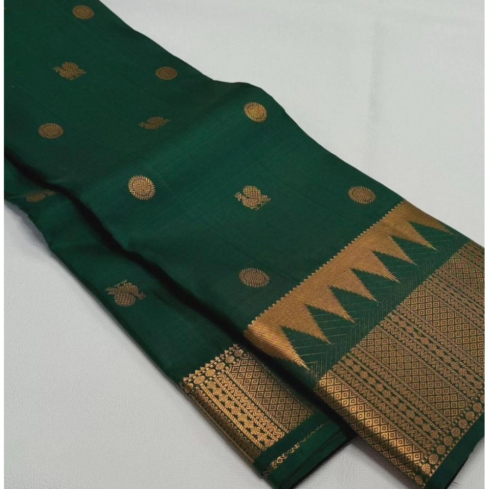 Generic Women's Silk Printed Saree With Unstitched Blouse 5.5Mtr (Green) Generic Women's Silk Printed Saree With Unstitched Blouse 5.5Mtr (Green)