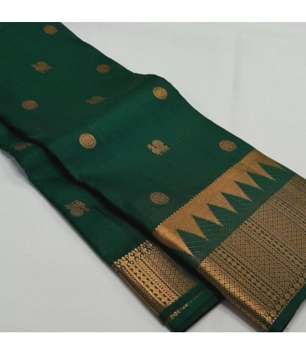 Generic Women's Silk Printed Saree With Unstitched Blouse 5.5Mtr (Green)