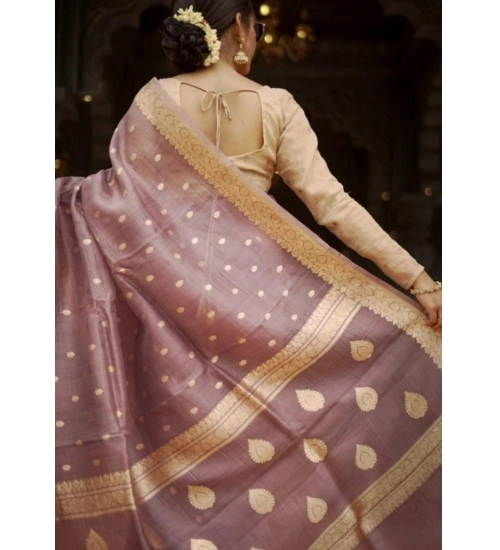 Generic Women's Cotton  Printed Saree With Unstitched Blouse 5.5Mtr (Rose Gold)