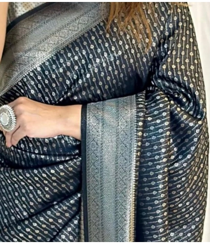 Generic Women's Silk Printed Saree With Unstitched Blouse 5.5Mtr (Black) Generic Women's Silk Printed Saree With Unstitched Blouse 5.5Mtr (Black)