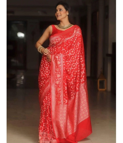 Generic Women's Silk Printed Saree With Unstitched Blouse 5.5Mtr (Orange) Generic Women's Silk Printed Saree With Unstitched Blouse 5.5Mtr (Orange)