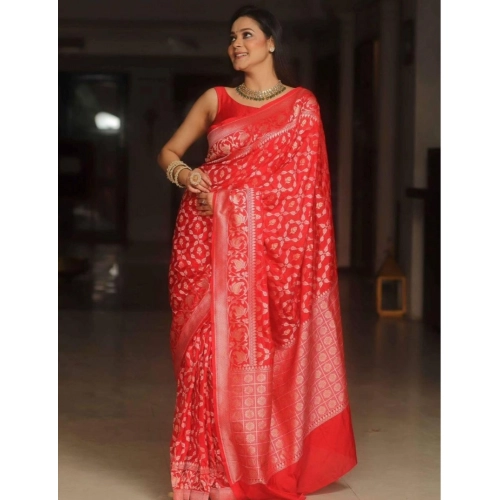 Women's Silk Printed Saree With Unstitched Blouse 5.5Mtr (Orange) Women's Silk Printed Saree With Unstitched Blouse 5.5Mtr (Orange)